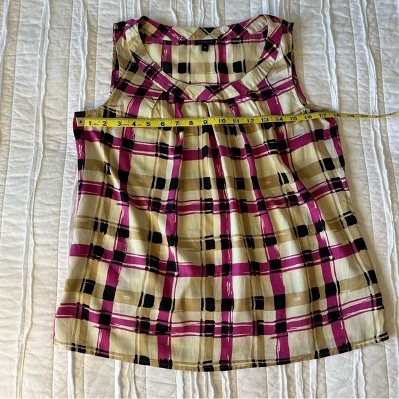 2/$30 Talbots Sleeveless Cotton Blouse Top in Pink and Tan plaid SZ 8 - Picture 7 of 8